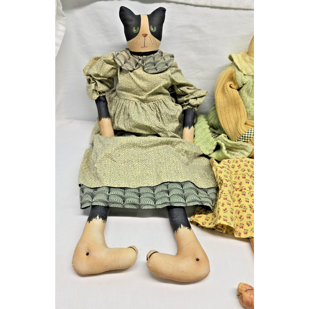 Sage County Mercantile Cat & Chicken Dolls Cloth Shelf Sitters Set Of 2 - Picture 3 of 13